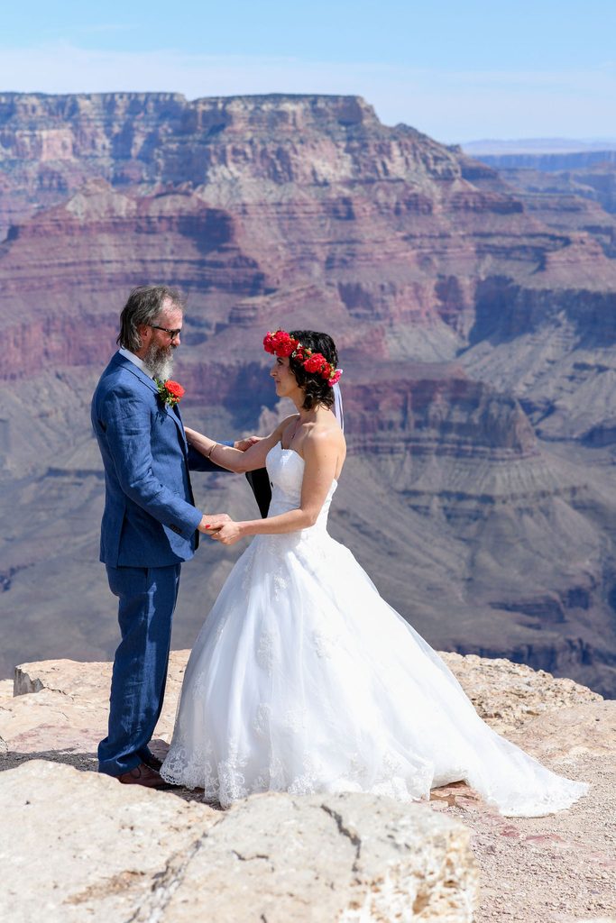 couple stands at overlook
