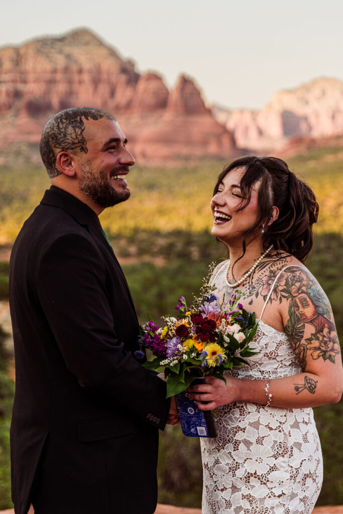 couple laughing together