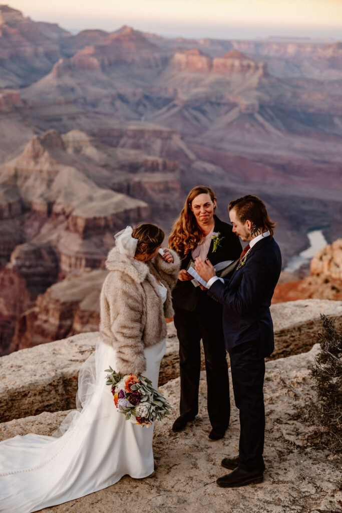 couple exchanges vows at Grand Canyon elopement