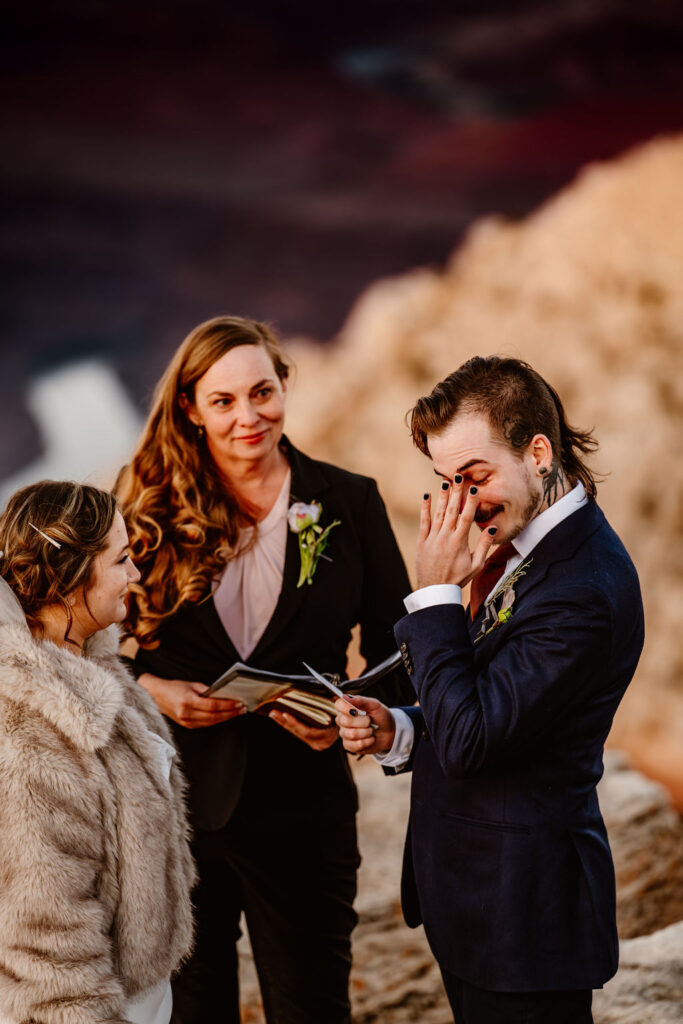 couple exchanges vows at Grand Canyon elopement