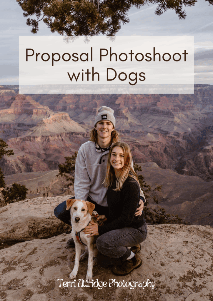 couple and their dog at the Grand Canyon