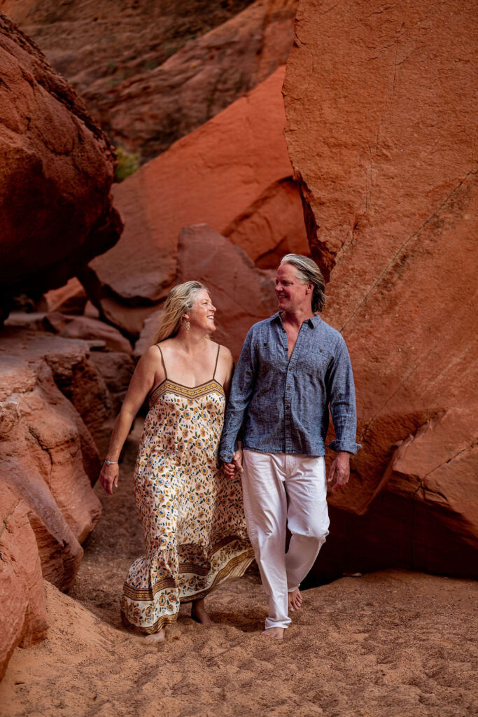 couple walking together in the Waterhole Canyon