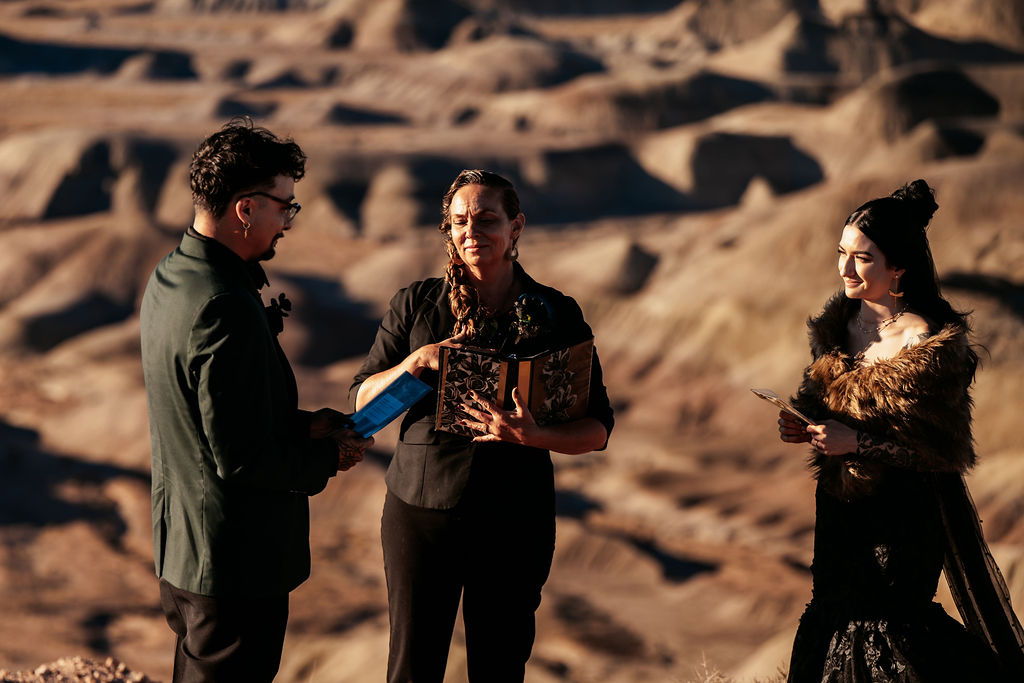 elopement ceremony overlooking the Arizona painted desert