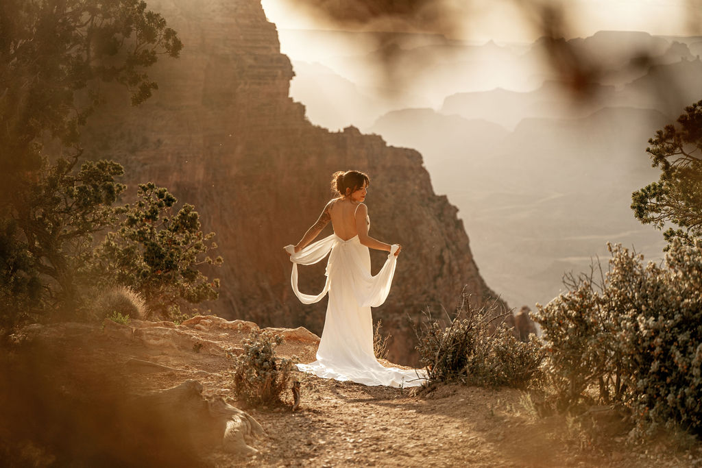 bridal portrait showing off her dress