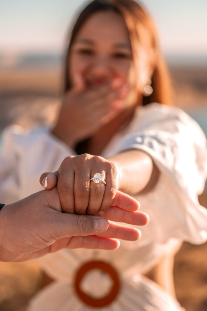 photo of woman with engagement ring