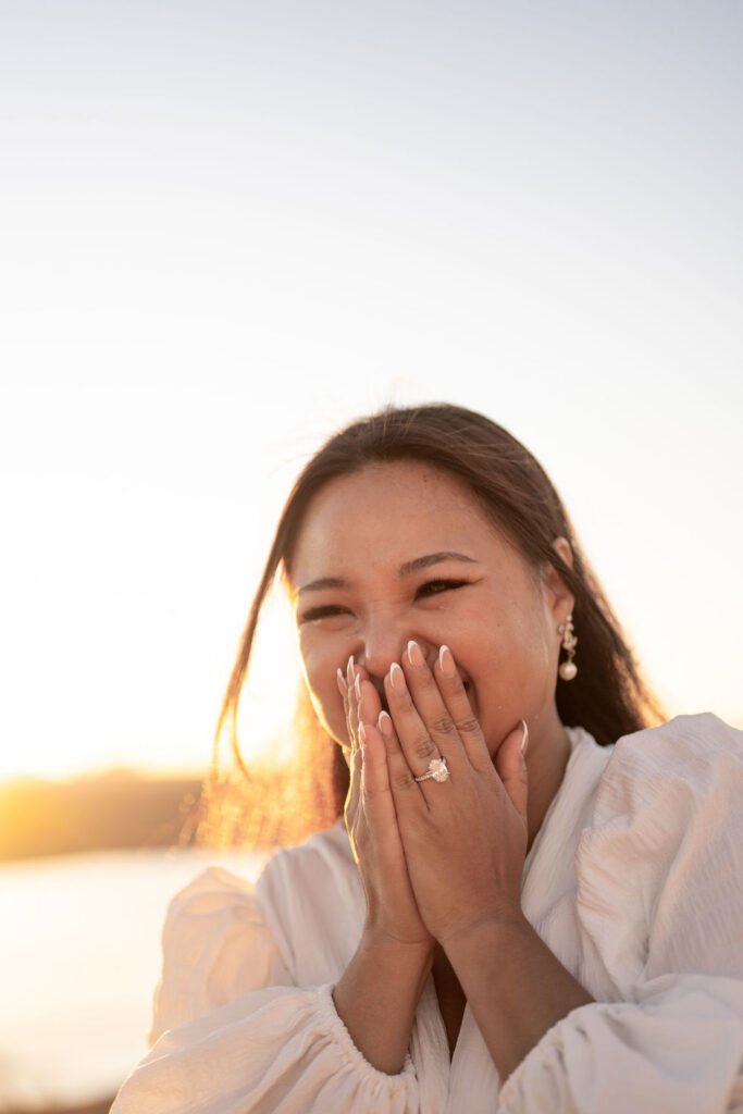 woman shocked by surprise proposal