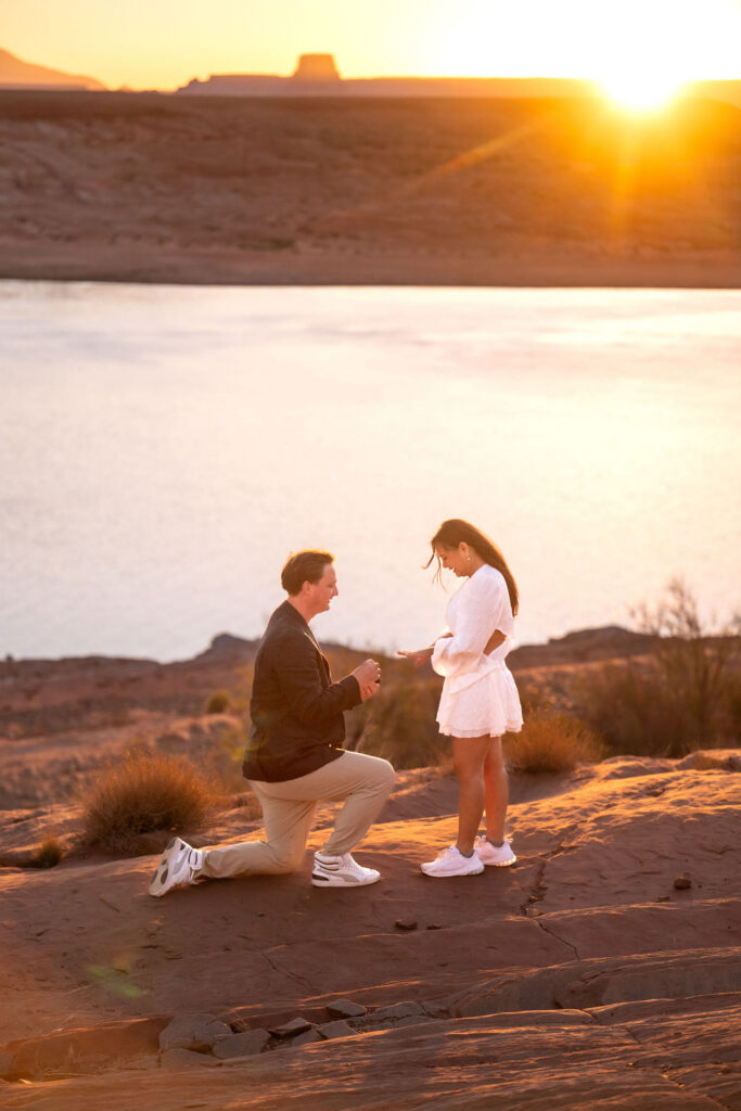surprise proposal at sunset