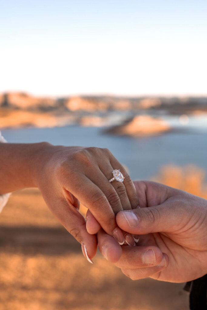 close up of engagement ring