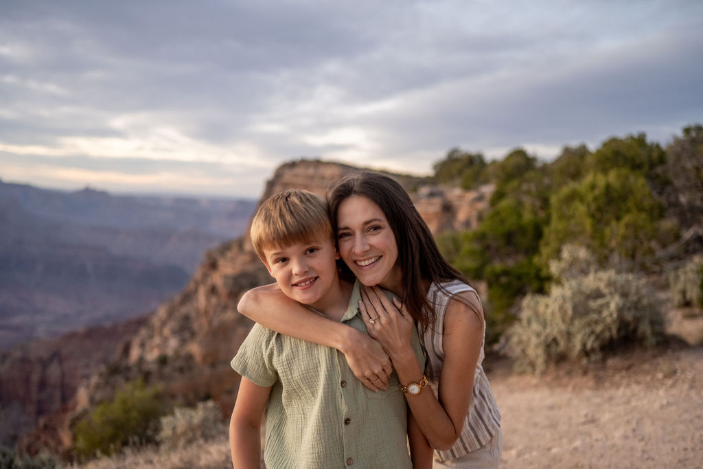 woman and child pose