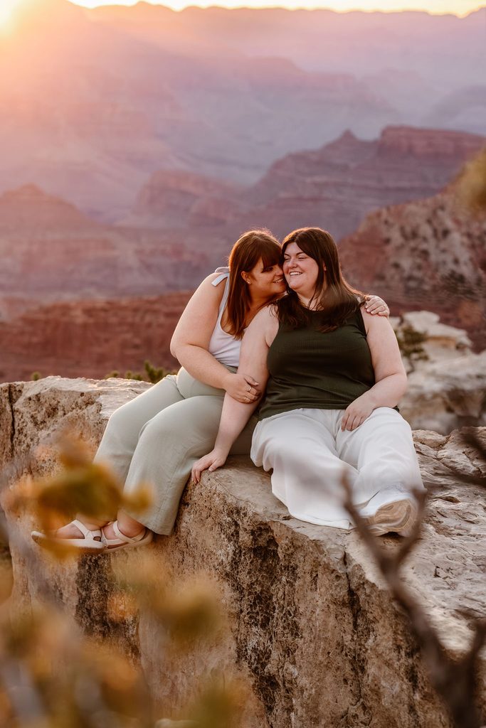 couple embraces on overlook
