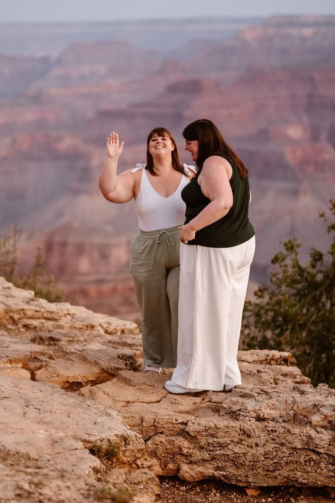 couple has sunrise Grand Canyon proposal